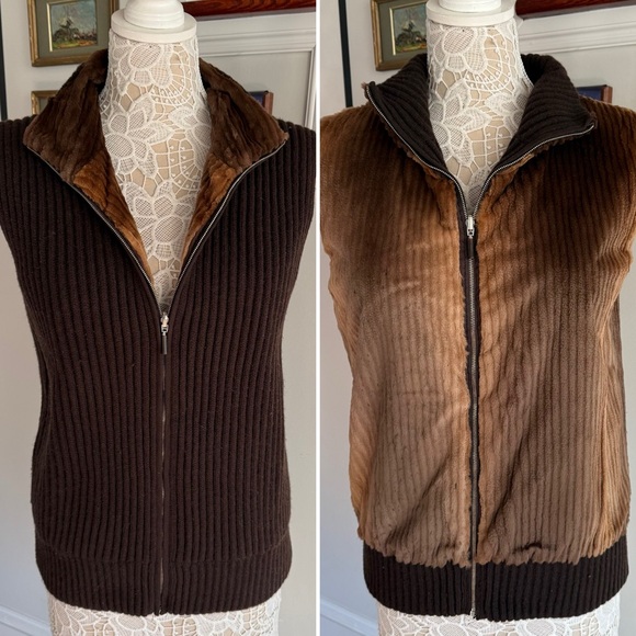 Agnona Jackets & Blazers - AGNONA Reversible Ribbed Cashmere & Mink Vest Sz 50 Made in Italy